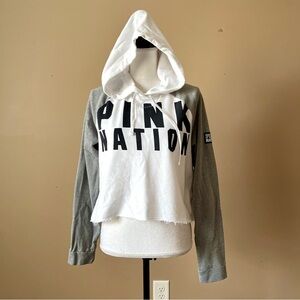 PINK VS | Cropped Graphic Hoodie Sz S